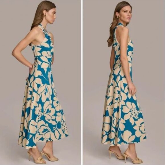 Donna Karan Women's Floral-Print Halter-Neck Dress - Picture 3 of 6